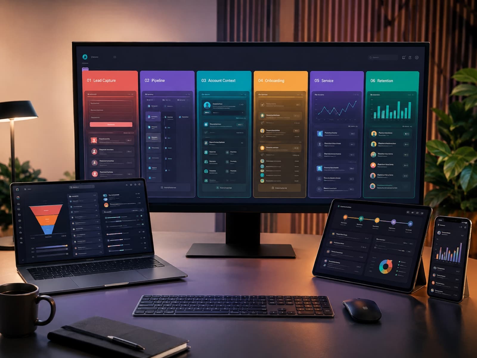 crm platform visual showing connected workflows, users, data, and integrations