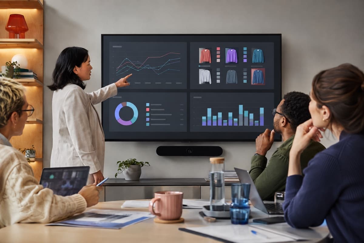 Digital marketing team reviewing audience, channel, product, and campaign performance together